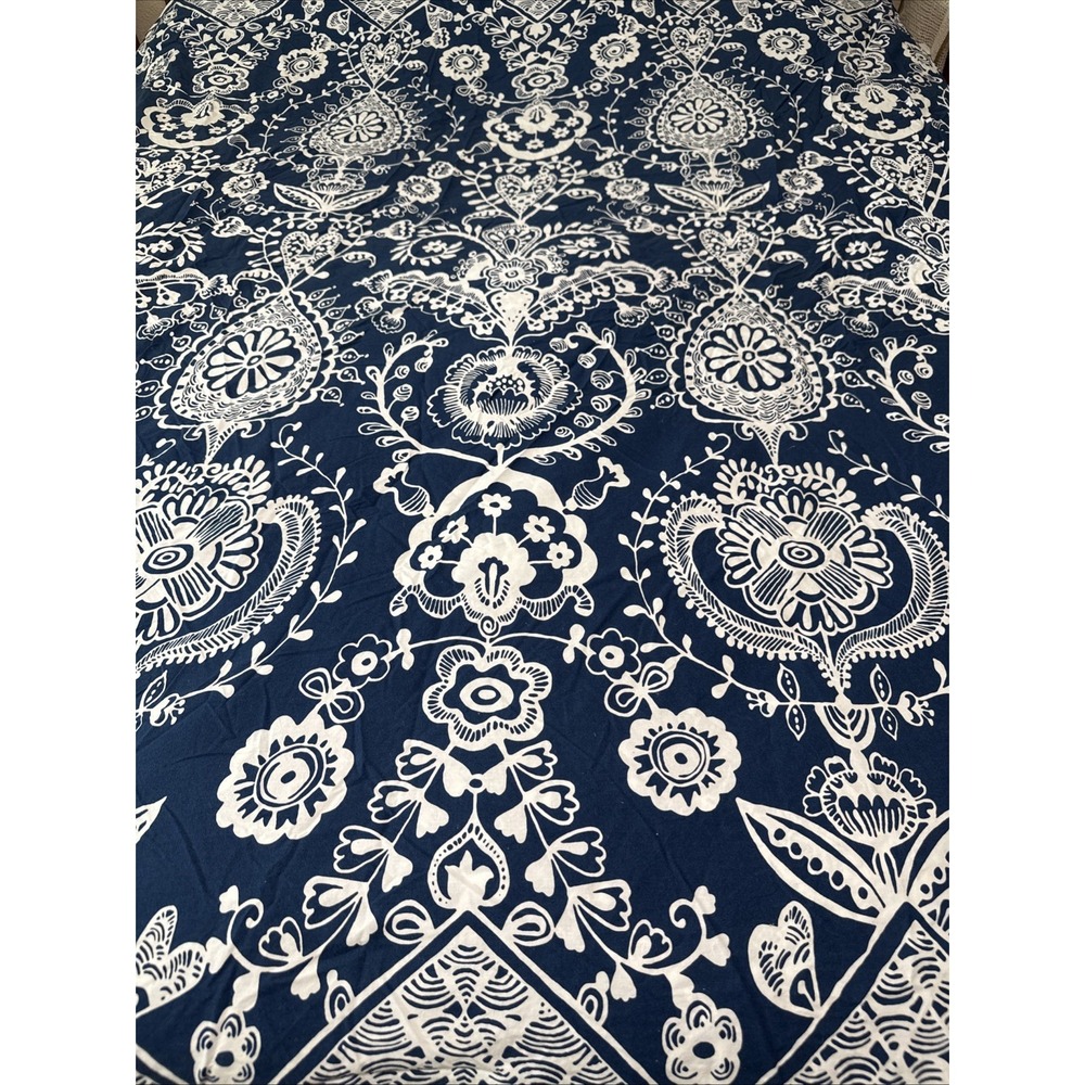 Pottery Barn Duvet Cover Full Queen Natalia Floral Blue White Boho Dorm Hearts